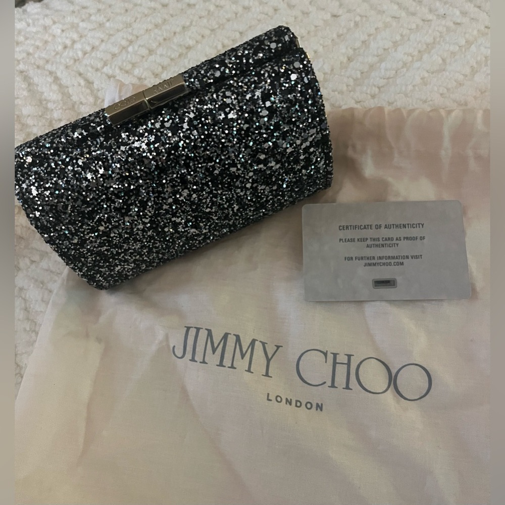 Jimmy Choo Glitter Mini Tube Clutch - Picture 8 of 8